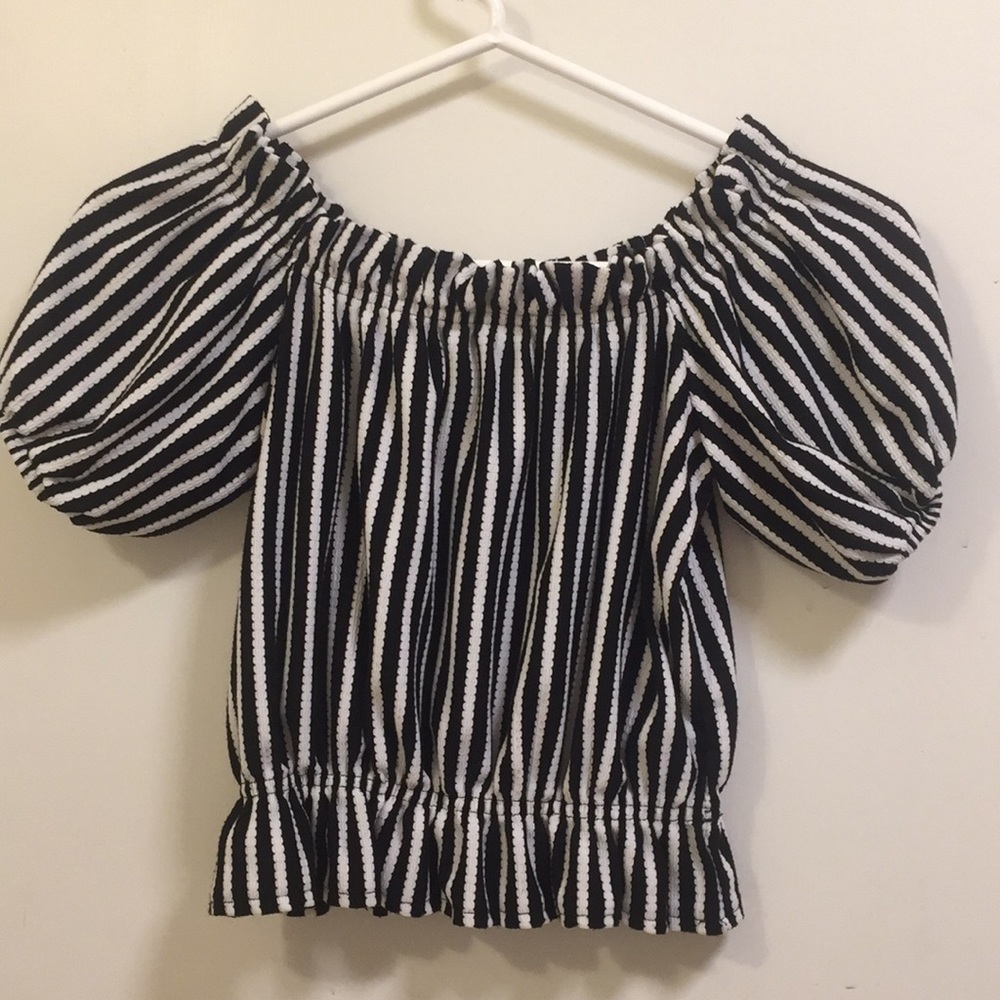 Women’s White and black off the shoulder top